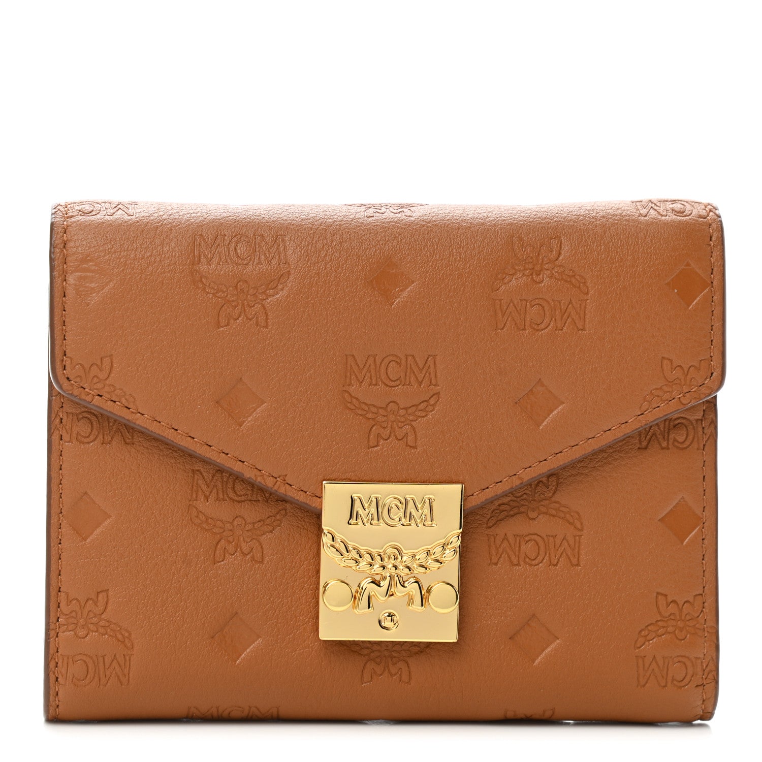 MCM Calfskin Ottomar Small Patricia Tri-Fold Wallet Cognac 1 of 6