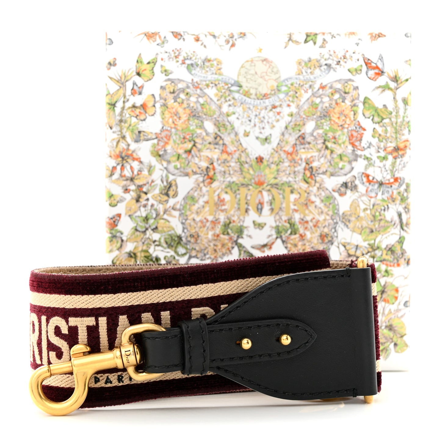 Canvas Velvet Embroidered Shoulder Strap Bordeaux