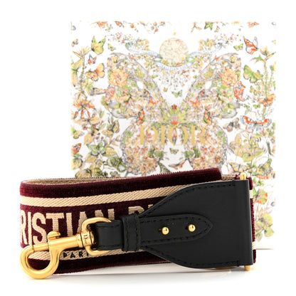 Christian Dior Canvas Velvet Embroidered Shoulder Strap Bordeaux 6 of 6