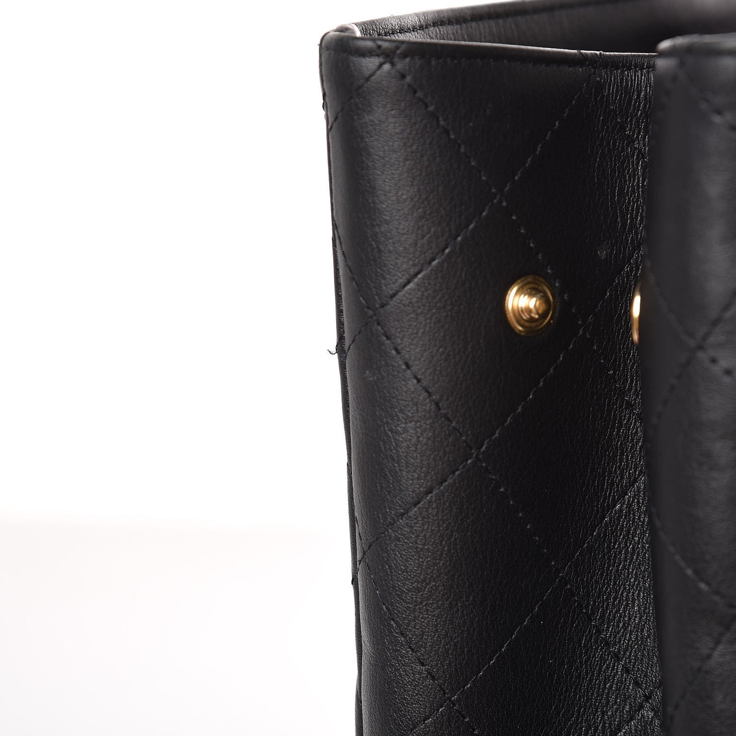 Calfskin Quilted Large CC Shopping Tote Black