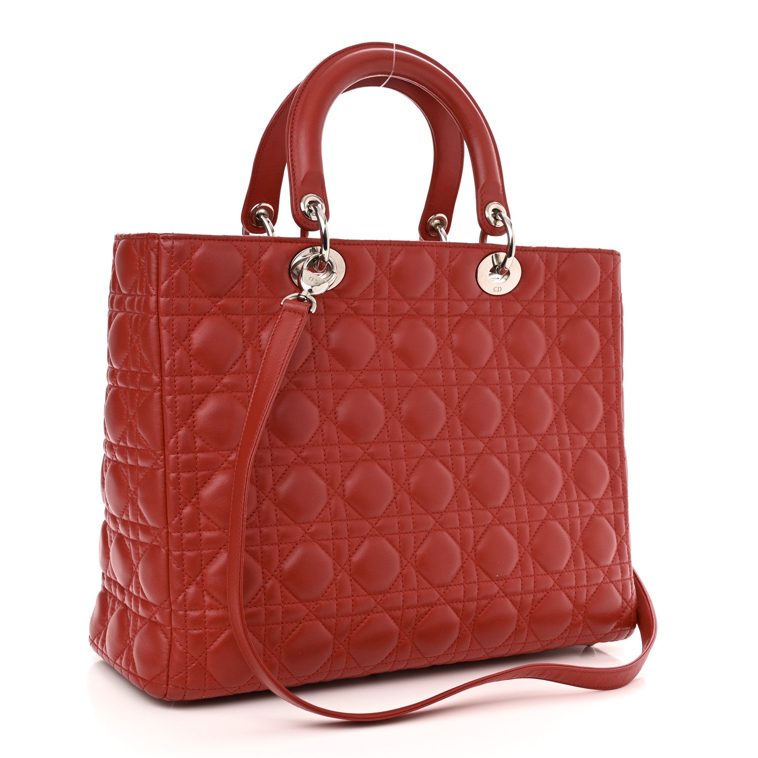 Christian Dior Lambskin Cannage Large Lady Dior Red 3 of 10