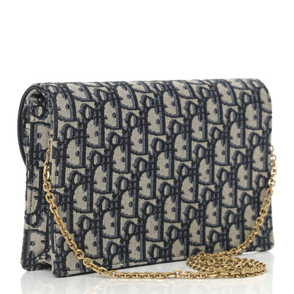 Christian Dior Oblique Saddle Chain Pouch Blue 3 of 10
