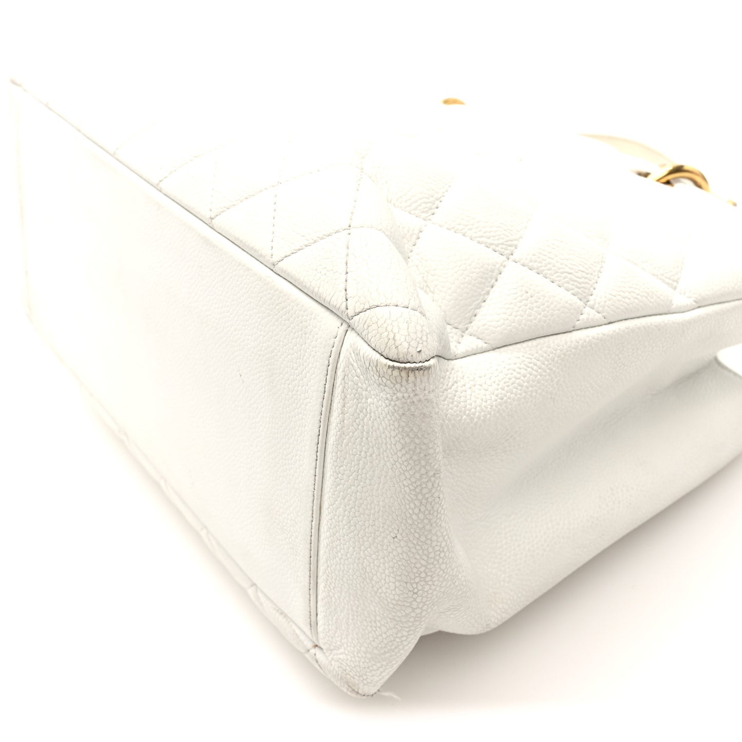 Caviar Quilted Grand Shopping Tote GST White