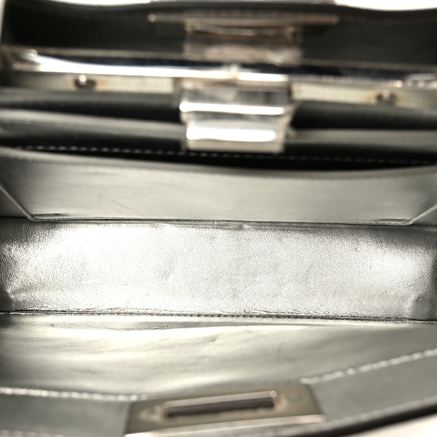 Fendi Rock Millenium Laminata Small Peekaboo I SEE U Satchel Argento 5 of 12