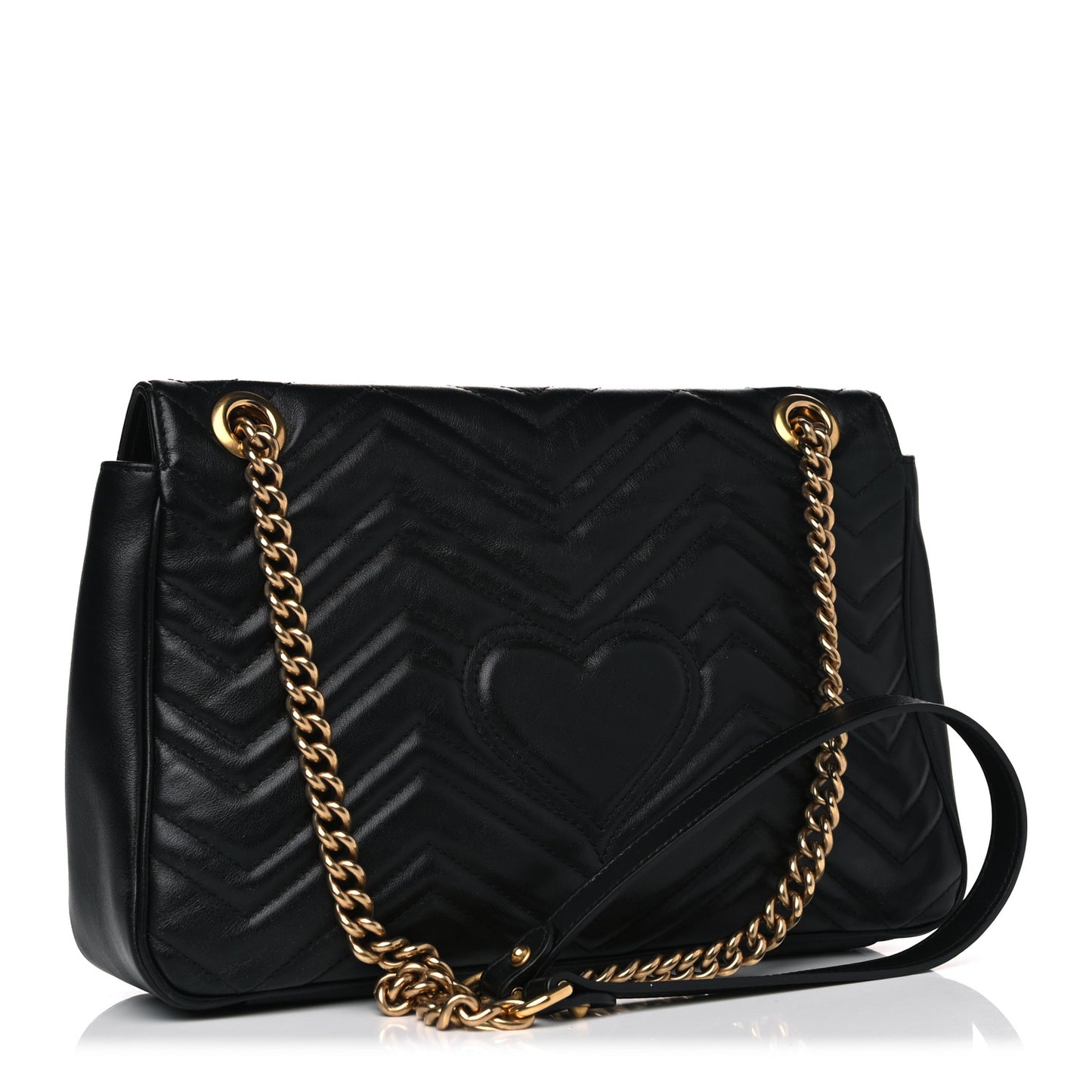 Calfskin Matelasse Medium GG Marmont Shoulder Bag Black