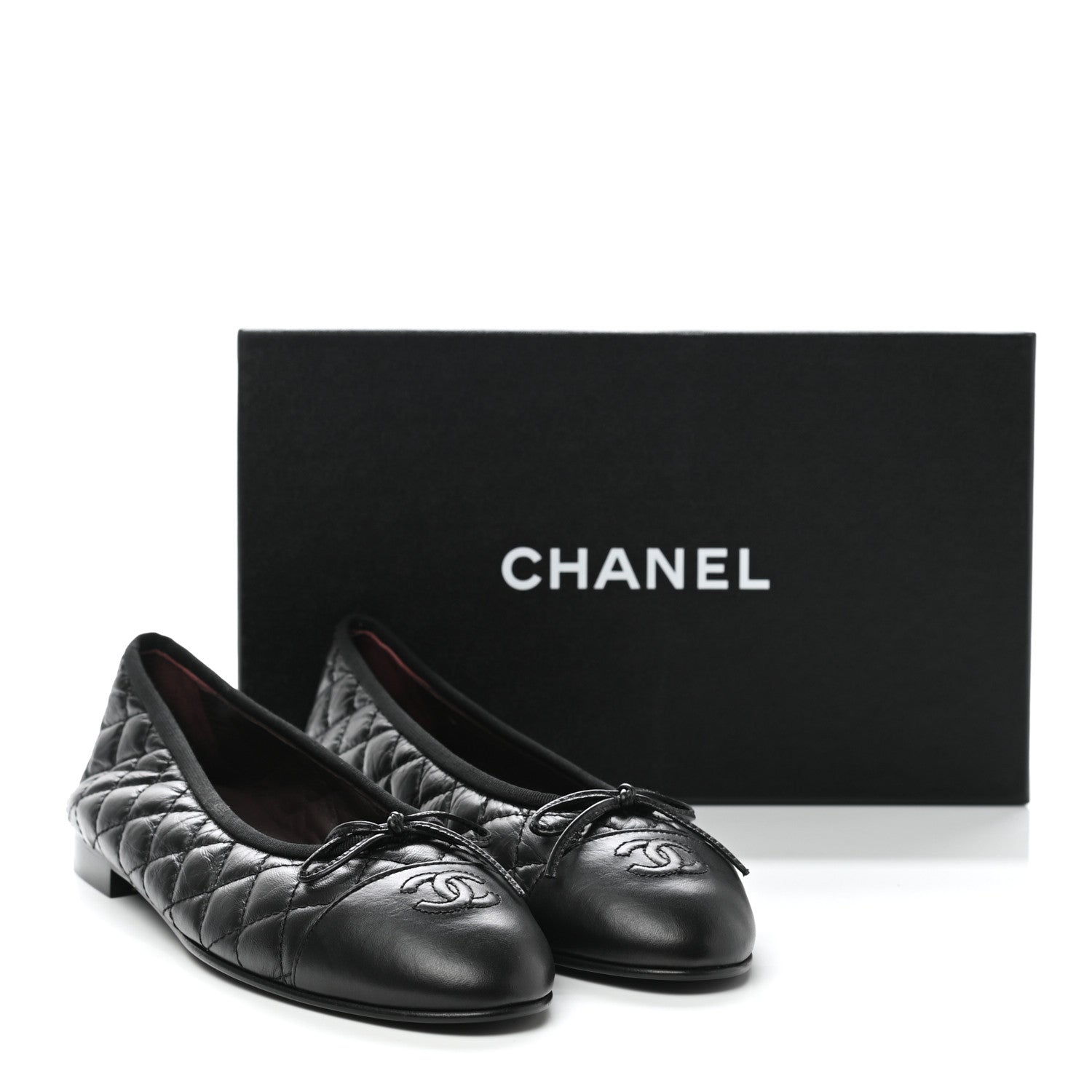 Chanel Aged Calfskin Quilted Cap Toe Ballerina Flats 40 Black 8 of 9