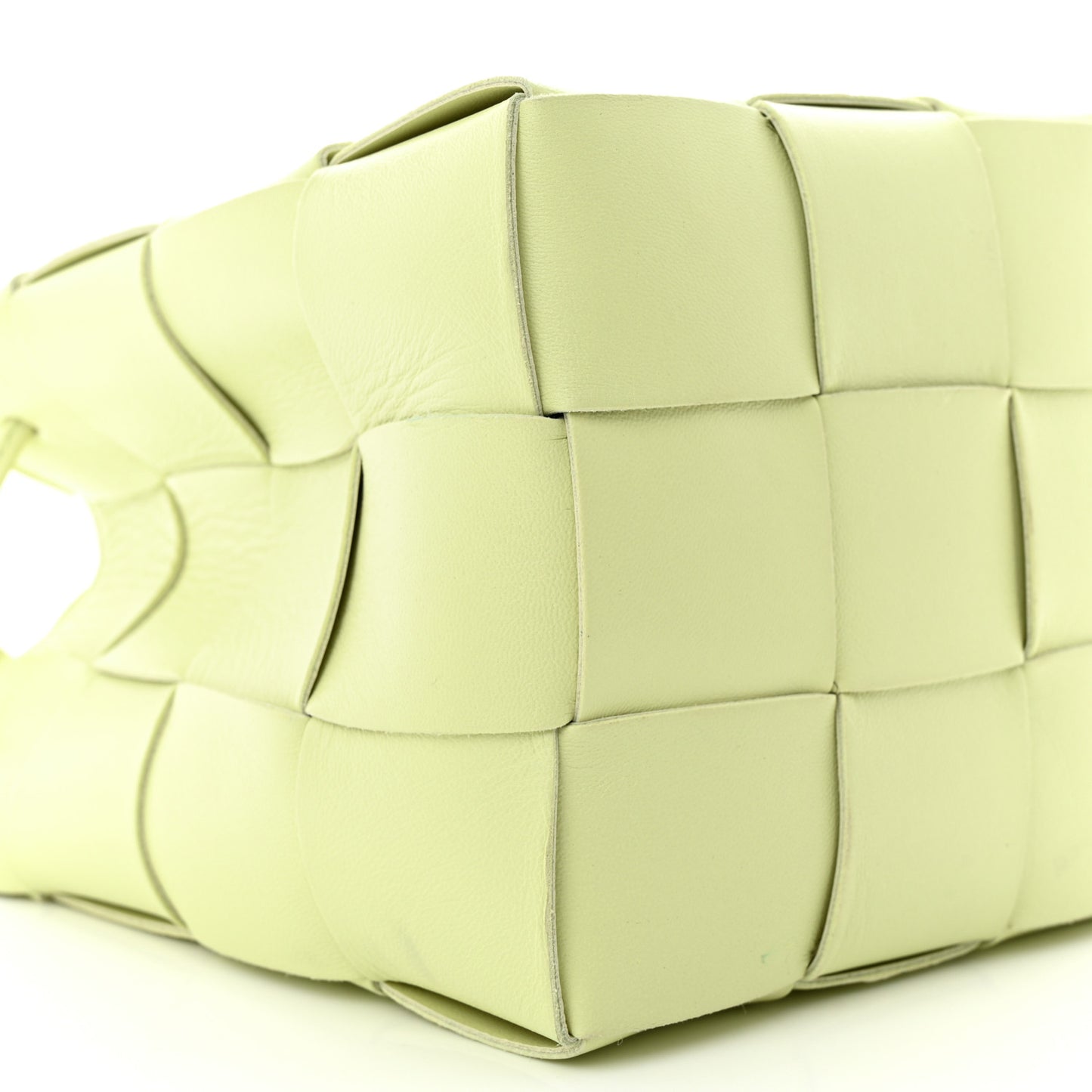 Nappa Maxi Intreccio Small Cassette Bucket Bag Lemon Washed