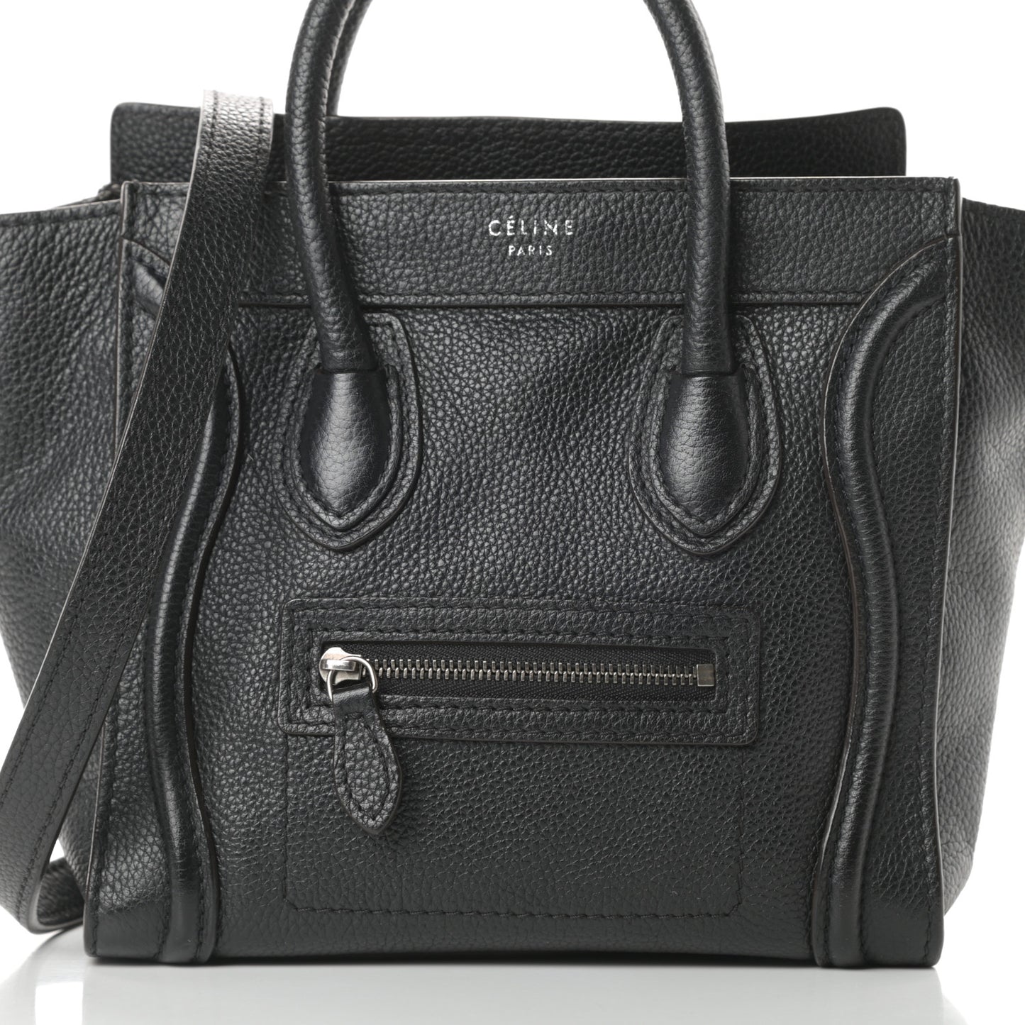 Drummed Calfskin Nano Luggage Black
