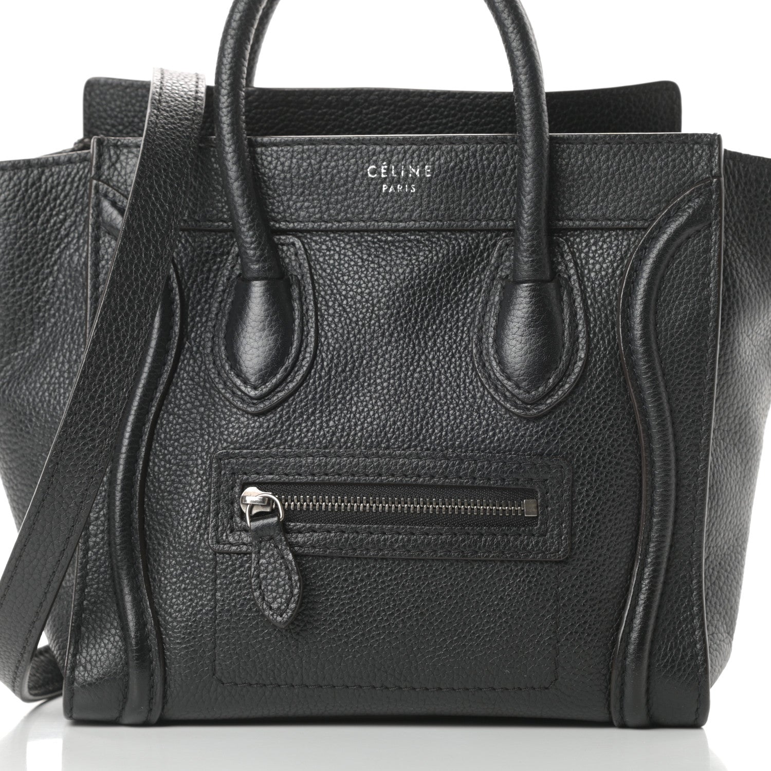 Celine Drummed Calfskin Nano Luggage Black 8 of 10