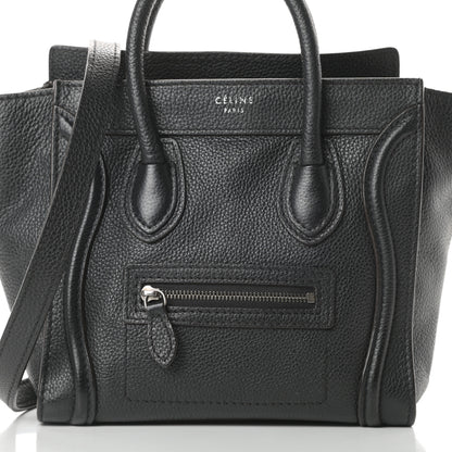 Celine Drummed Calfskin Nano Luggage Black 8 of 10