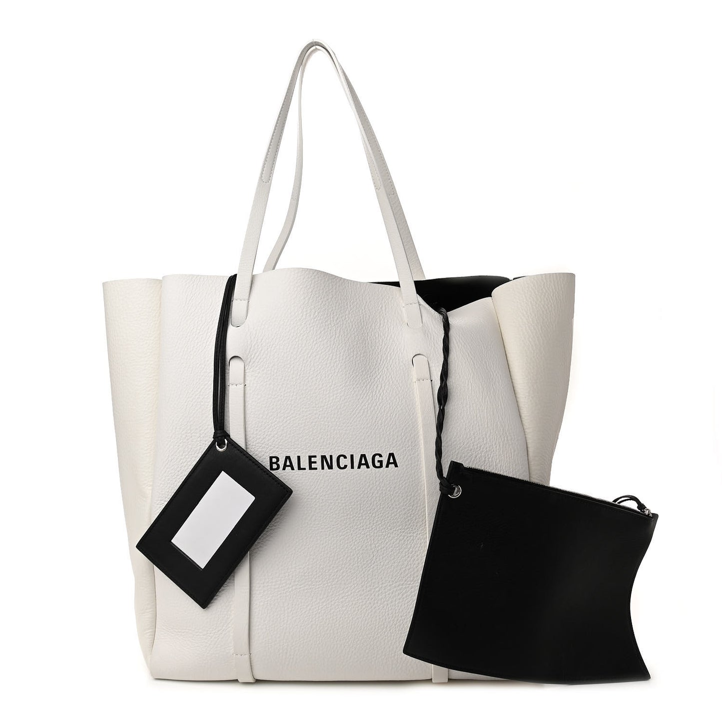 Smooth Calfskin Double Sided Medium Everyday Tote Optic White Black
