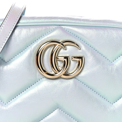 Gucci Iridescent Nappa Chevron Matelasse Small GG Marmont Chain Shoulder Bag Iridescent Snow Light Blue 8 of 10