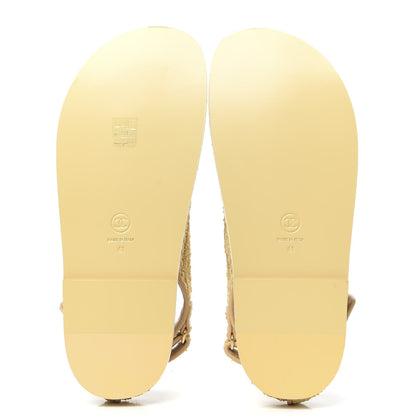 Chanel Braided Fabric Velcro Dad Sandals 41 Beige 5 of 9