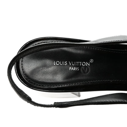 Louis Vuitton Lambskin Patent Romy Slingback Pumps 38 Black 8 of 9