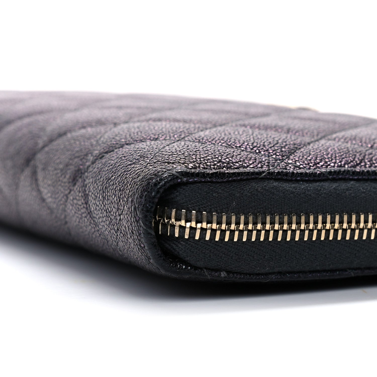 Chanel Iridescent Caviar Quilted Long Zip Around Wallet Black 11 of 13