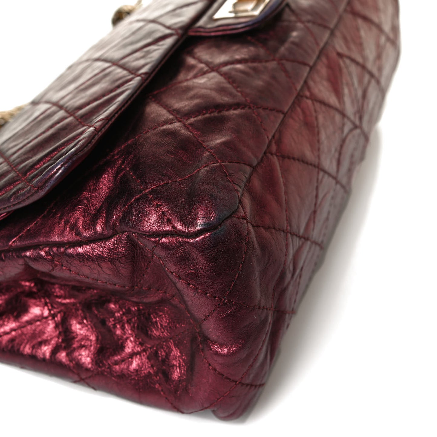 Metallic Aged Calfskin Quilted 2.55 Reissue 226 Flap Dark Red