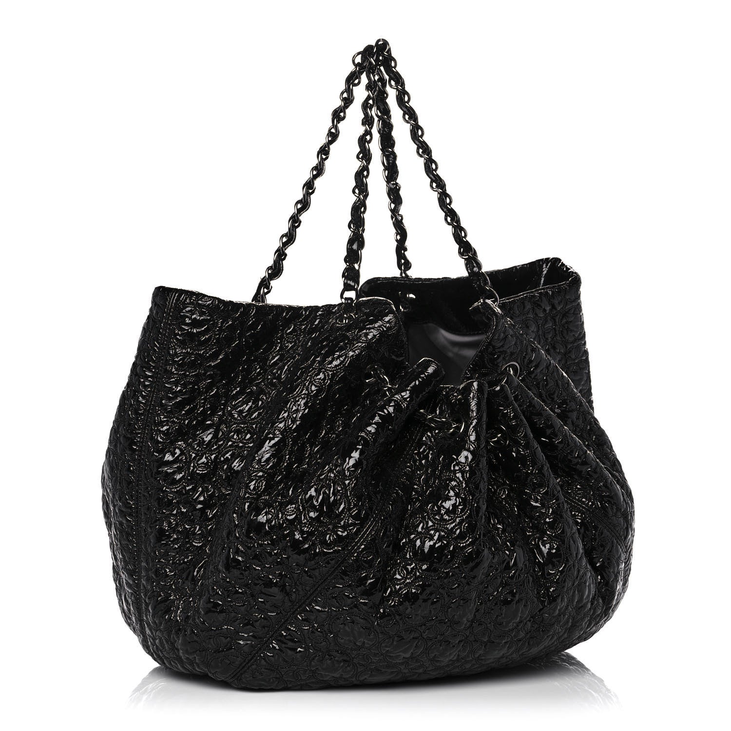 Chanel Vinyl Graphic Edge Tote Black 3 of 9
