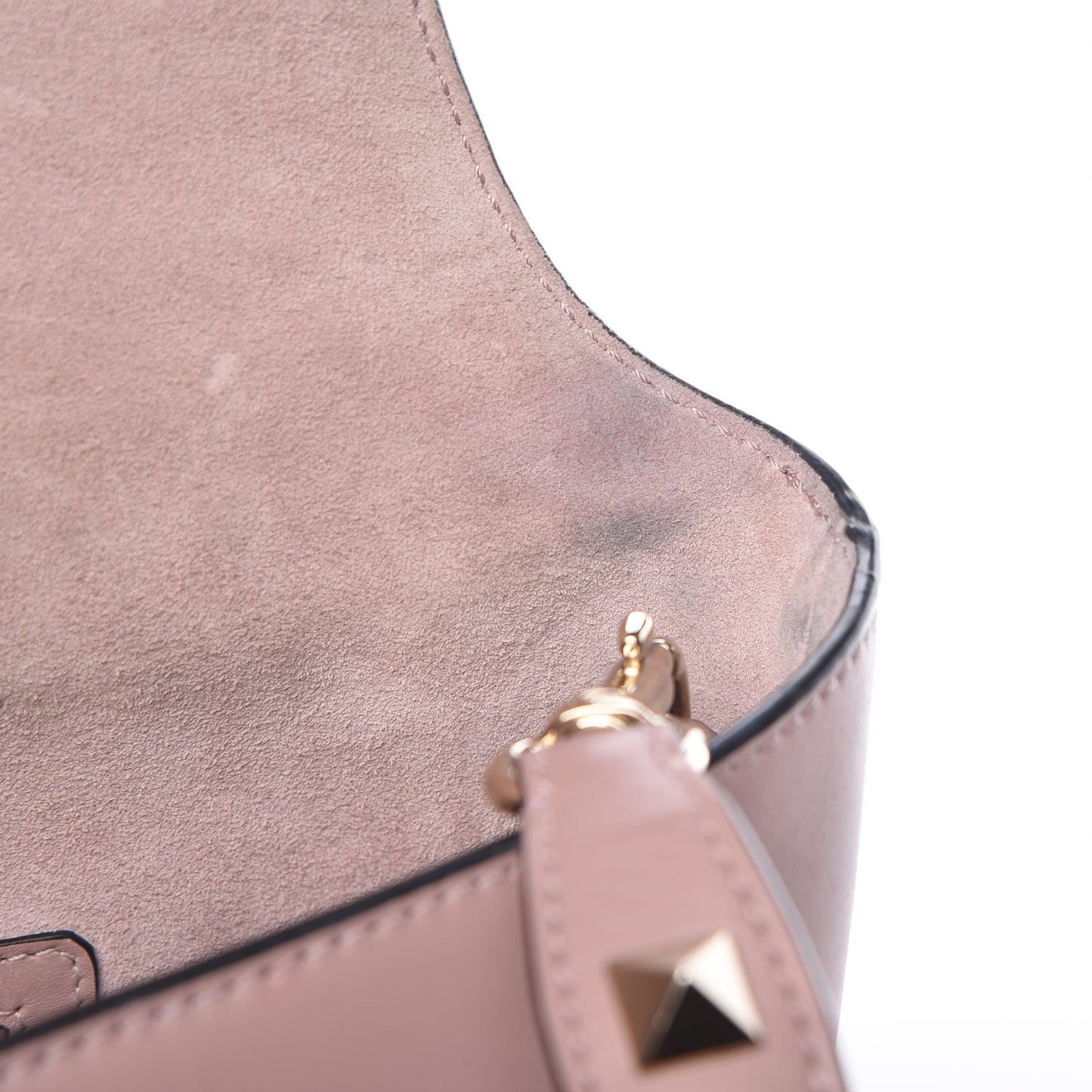 Calfskin Small Rockstud All Over Demilune Double Handle Satchel Lipstick