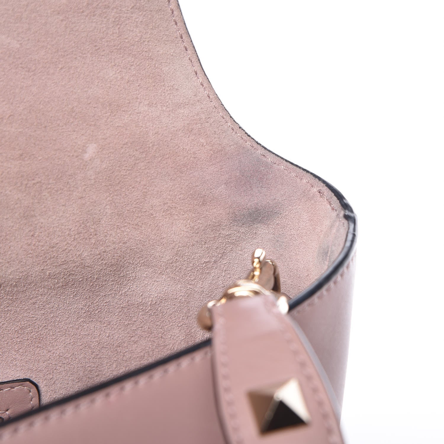Valentino Garavani Calfskin Small Rockstud All Over Demilune Double Handle Satchel Lipstick 8 of 17