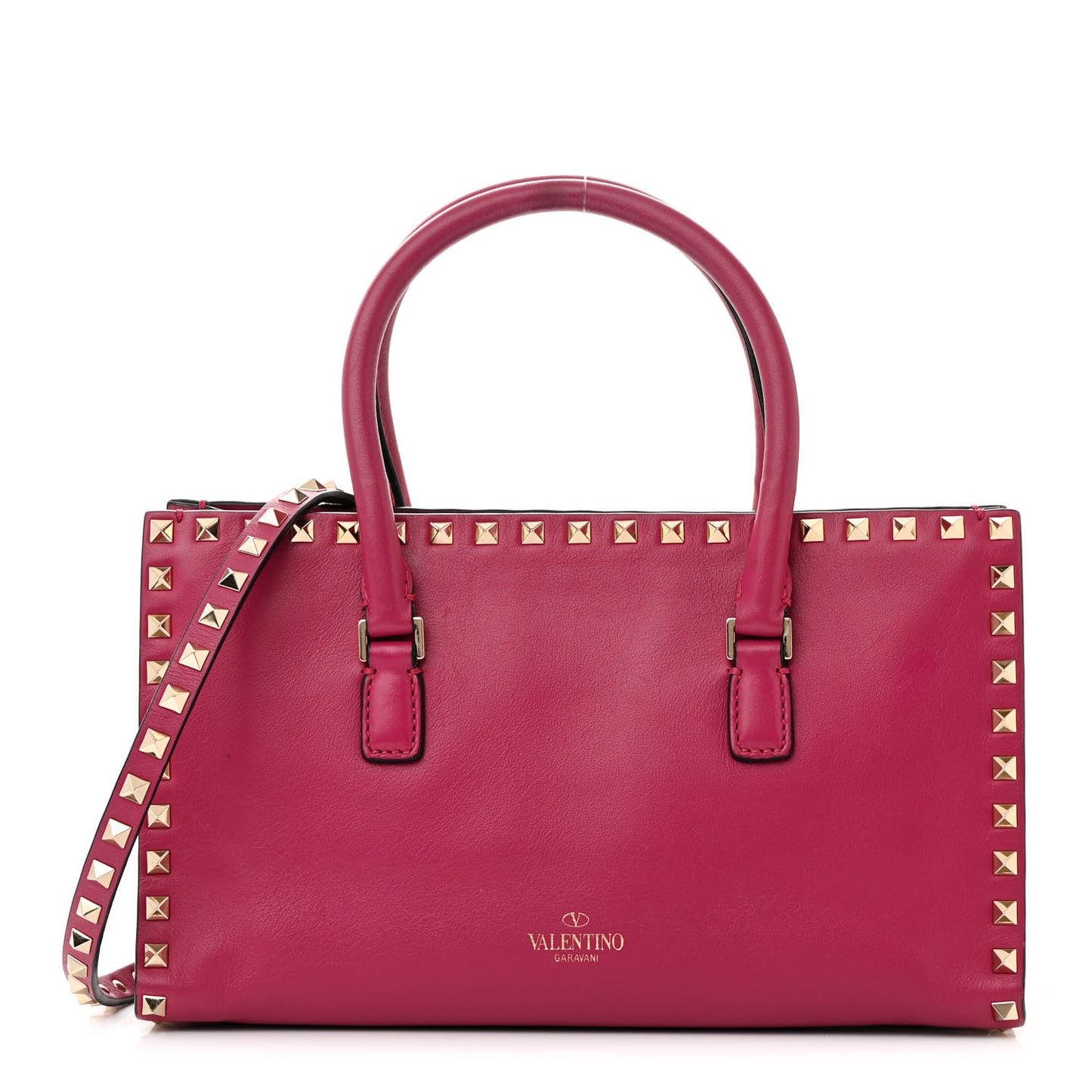 Vitello Rockstud Tote Deep Cyclamin