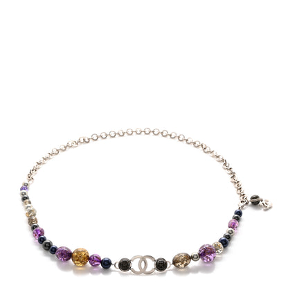 Chanel Pearl Glass Resin Tweed Beaded CC Belt Silver Multicolor 1 of 5