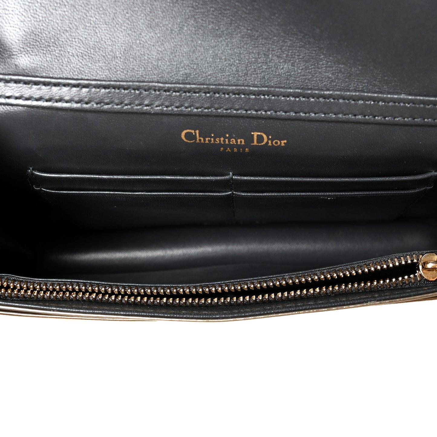 Metallic Patent Micro-Cannage Diorama Wallet on Chain Pouch Gold