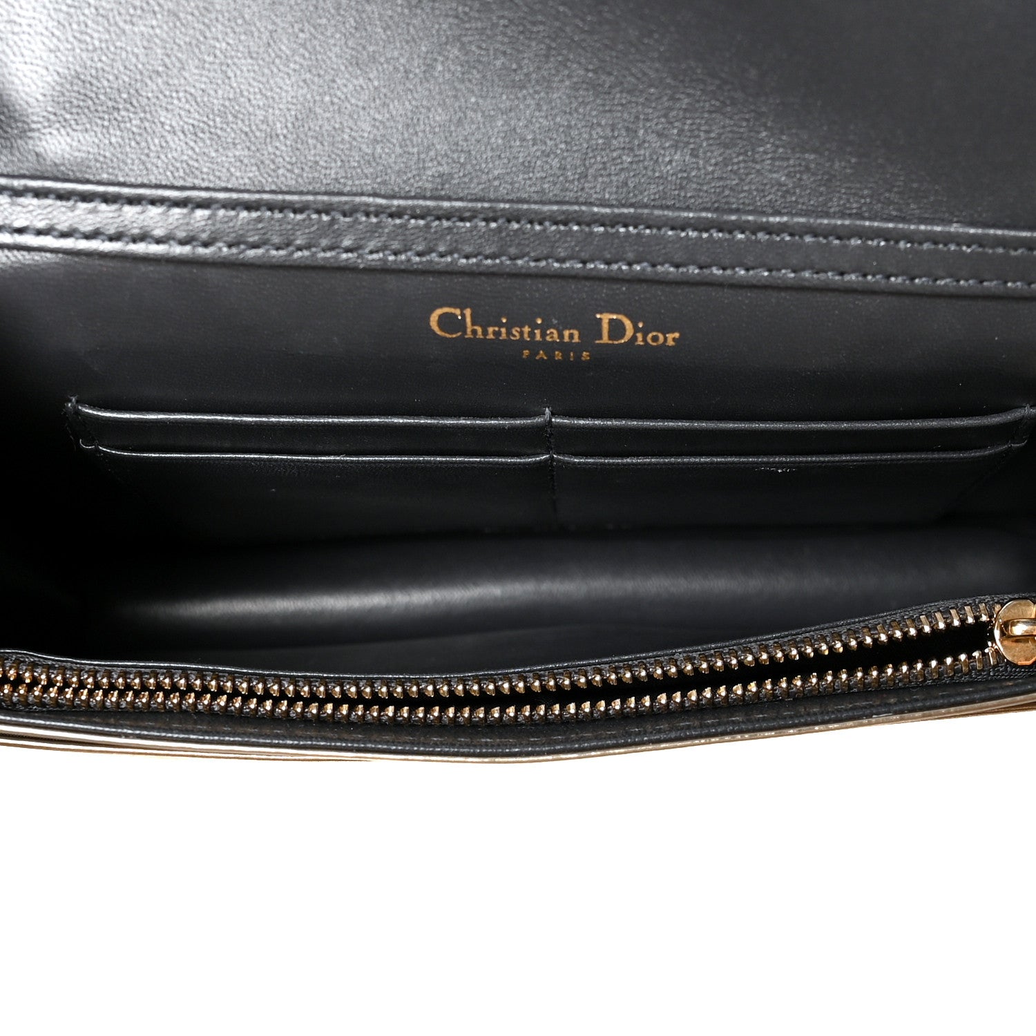 Christian Dior Metallic Patent Micro-Cannage Diorama Wallet on Chain Pouch Gold 5 of 10