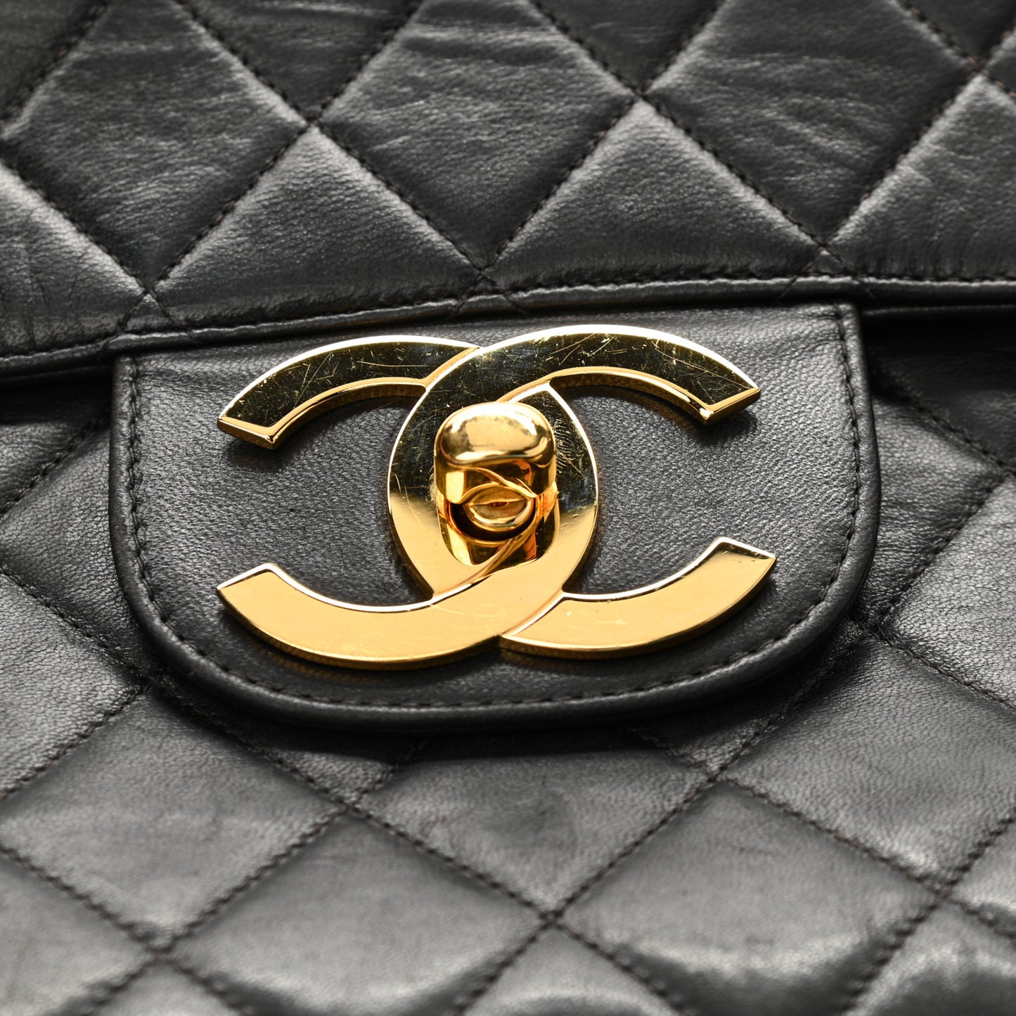 Lambskin Quilted XL Jumbo Single Flap Black