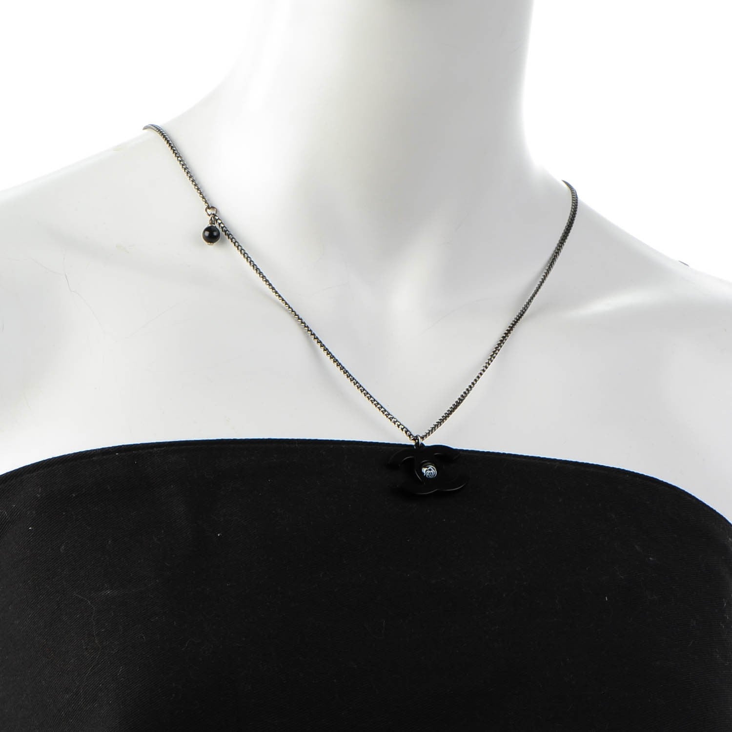 Chanel Enamel Camellia CC Necklace Black 2 of 6