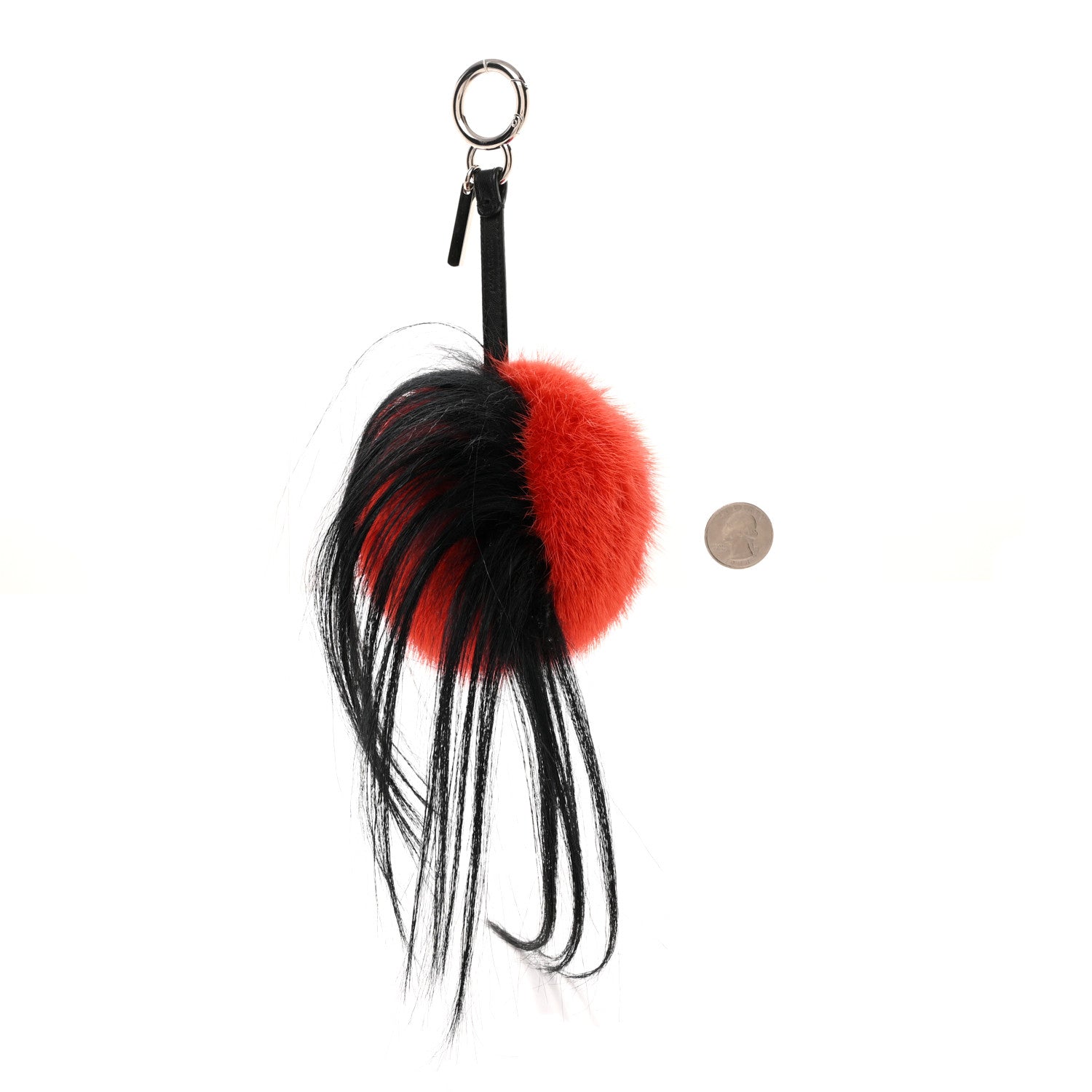 Fendi Fox Mink Rabbit Fur Kooky Monster Bag Bug Charm Tangerine Black 2 of 3