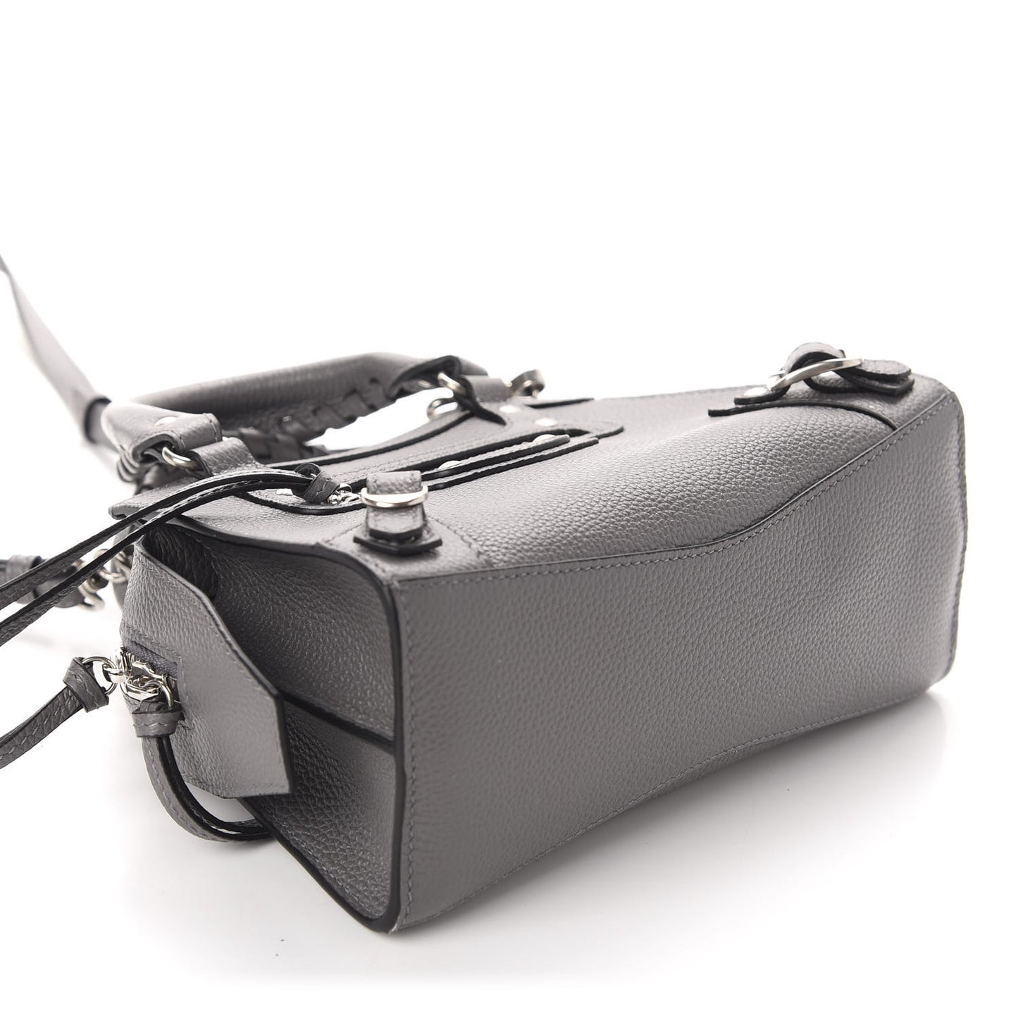Grained Calfskin Neo Classic Silver Hardware Mini City Dark Grey