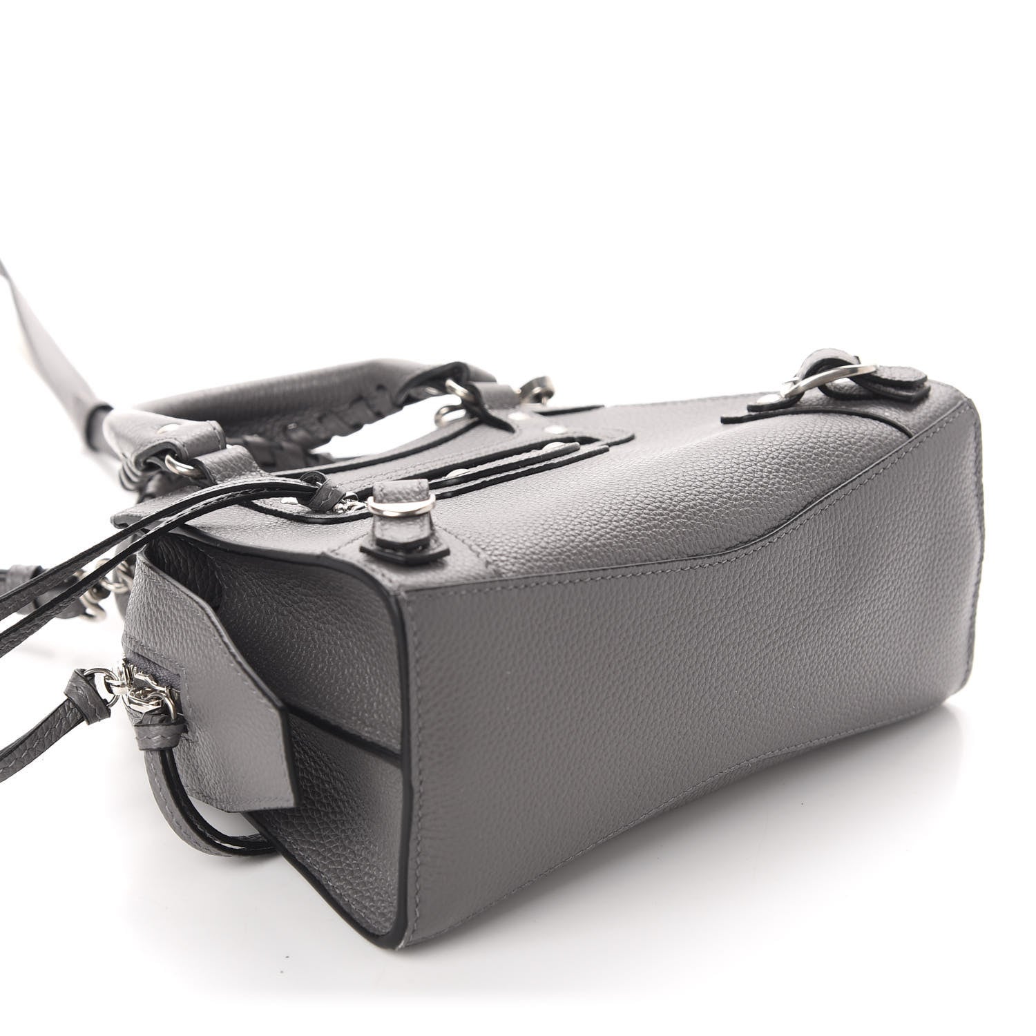 Balenciaga Grained Calfskin Neo Classic Silver Hardware Mini City Dark Grey 4 of 10