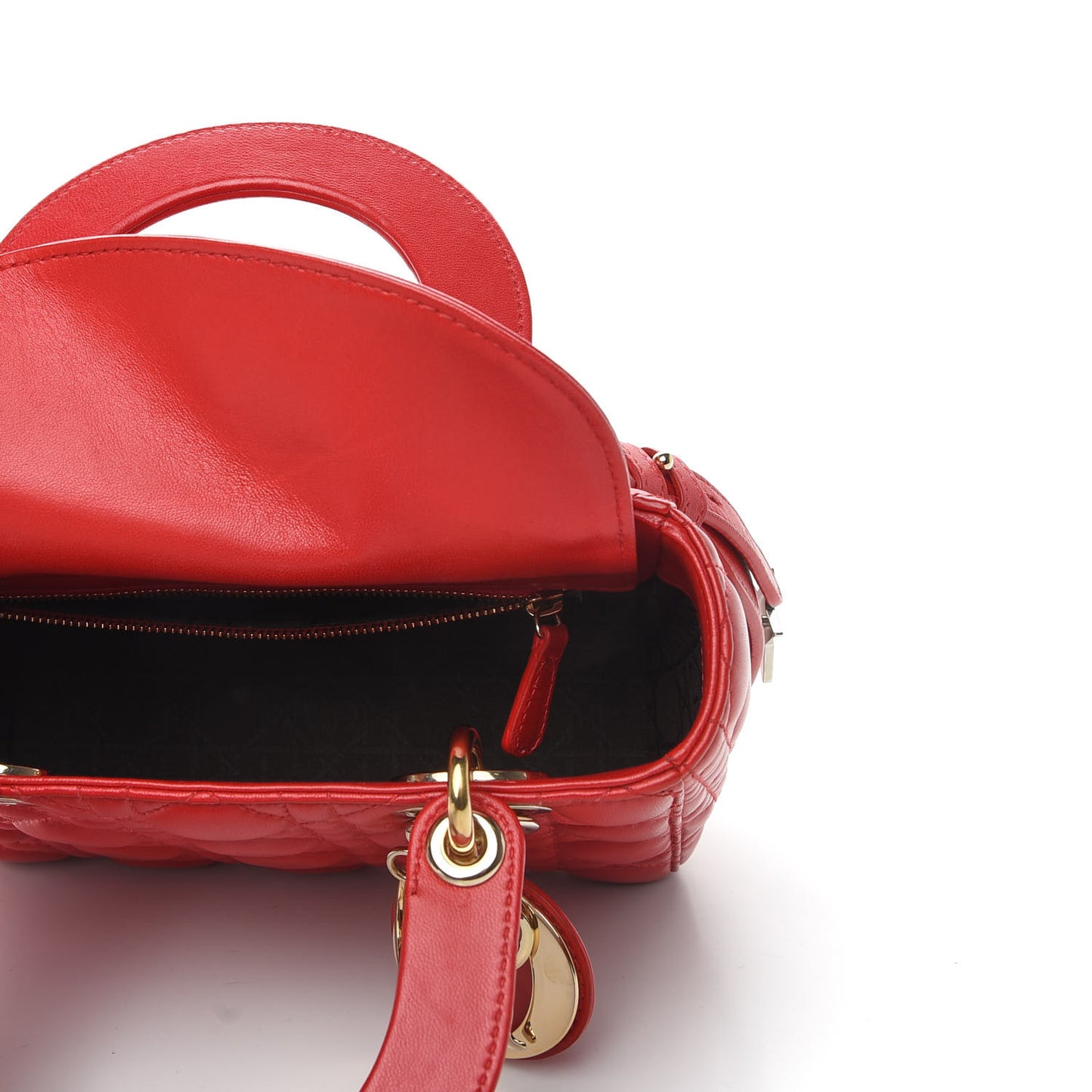 Lambskin Cannage Small Lucky Badges My Lady Dior Red