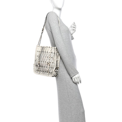 Valentino Garavani Vitello Rockstud Mesh Net Shopper Tote White 2 of 17
