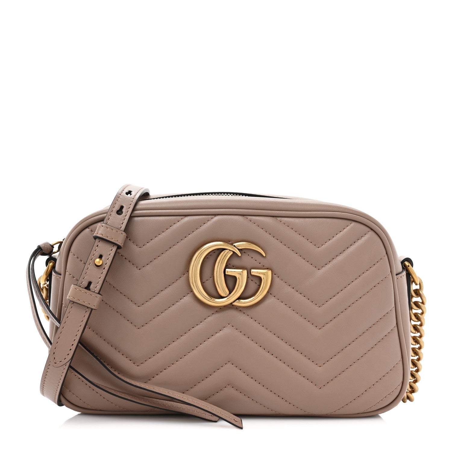 Gucci Calfskin Matelasse Small GG Marmont Chain Shoulder Bag Porcelain Rose 1 of 10
