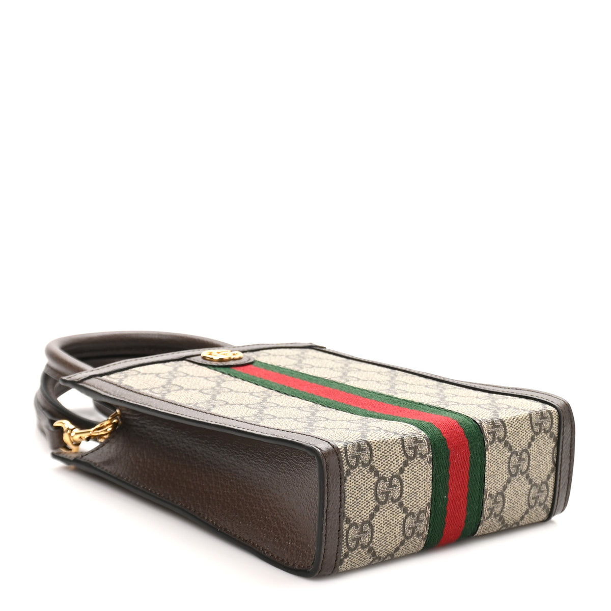 Gucci GG Supreme Monogram Textured Dollar Calfskin Web Super Mini Ophidia Mini Tote Bag Beige Ebony New Acero 4 of 10