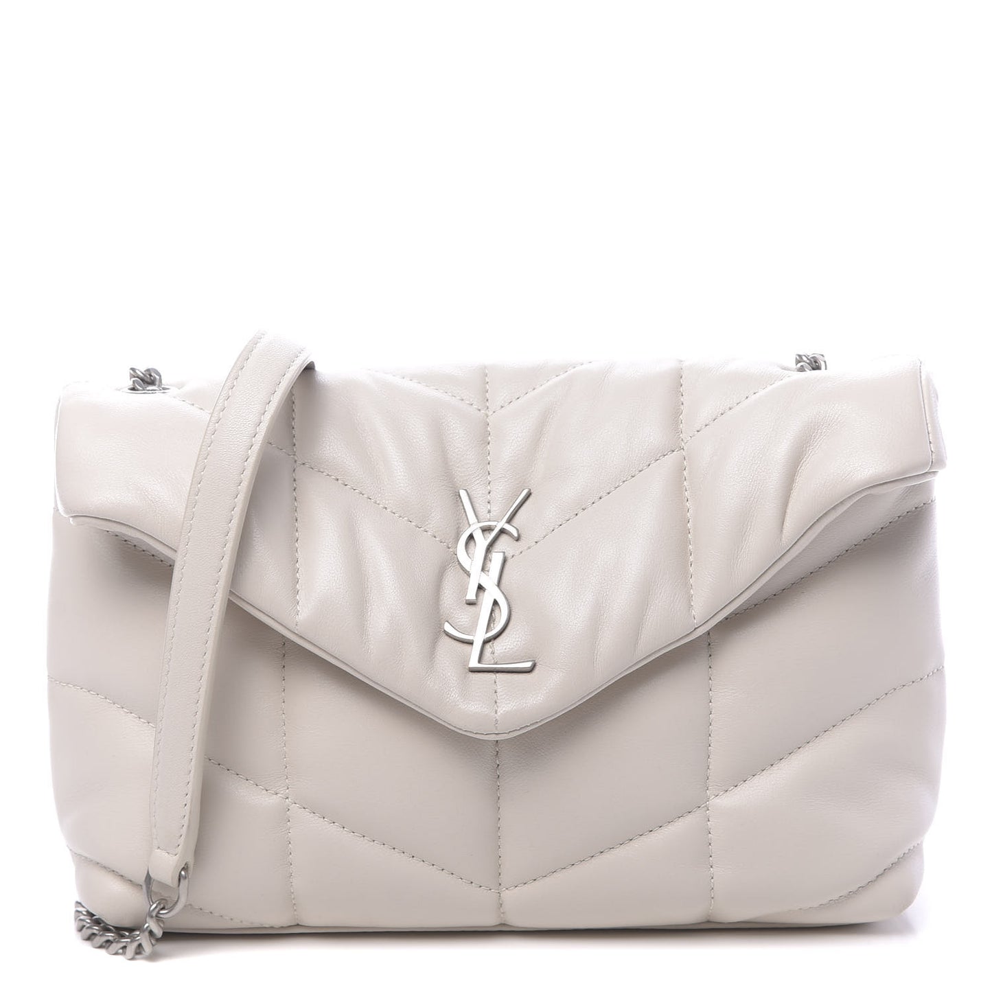Lambskin Quilted Toy Loulou Puffer Monogram Chain Satchel Crema Soft