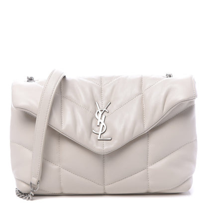 Saint Laurent Lambskin Quilted Toy Loulou Puffer Monogram Chain Satchel Crema Soft 1 of 9