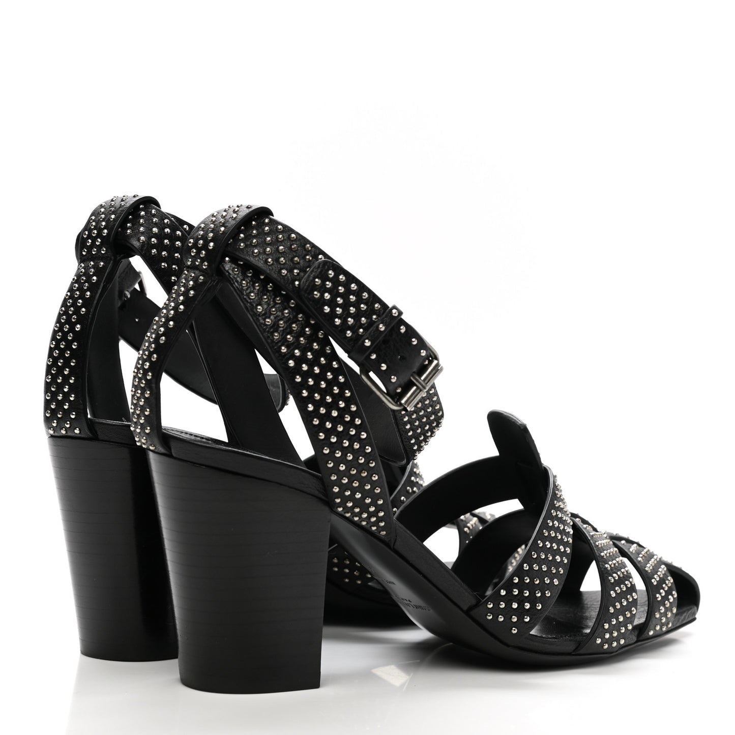 Calfskin Studded Oak 75 Sandals 40 Black