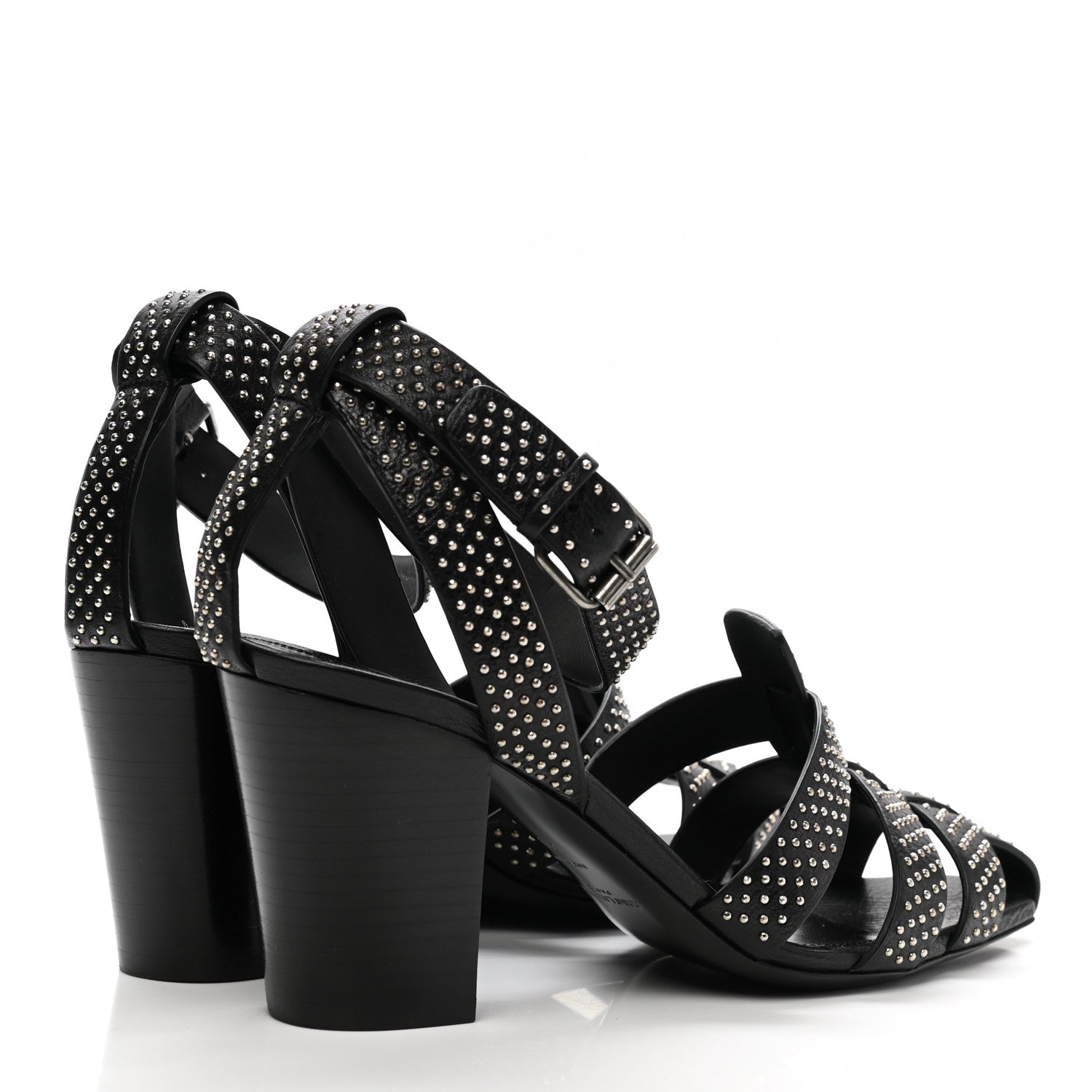 Saint Laurent Calfskin Studded Oak 75 Sandals 40 Black 4 of 9
