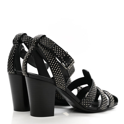 Saint Laurent Calfskin Studded Oak 75 Sandals 40 Black 4 of 9