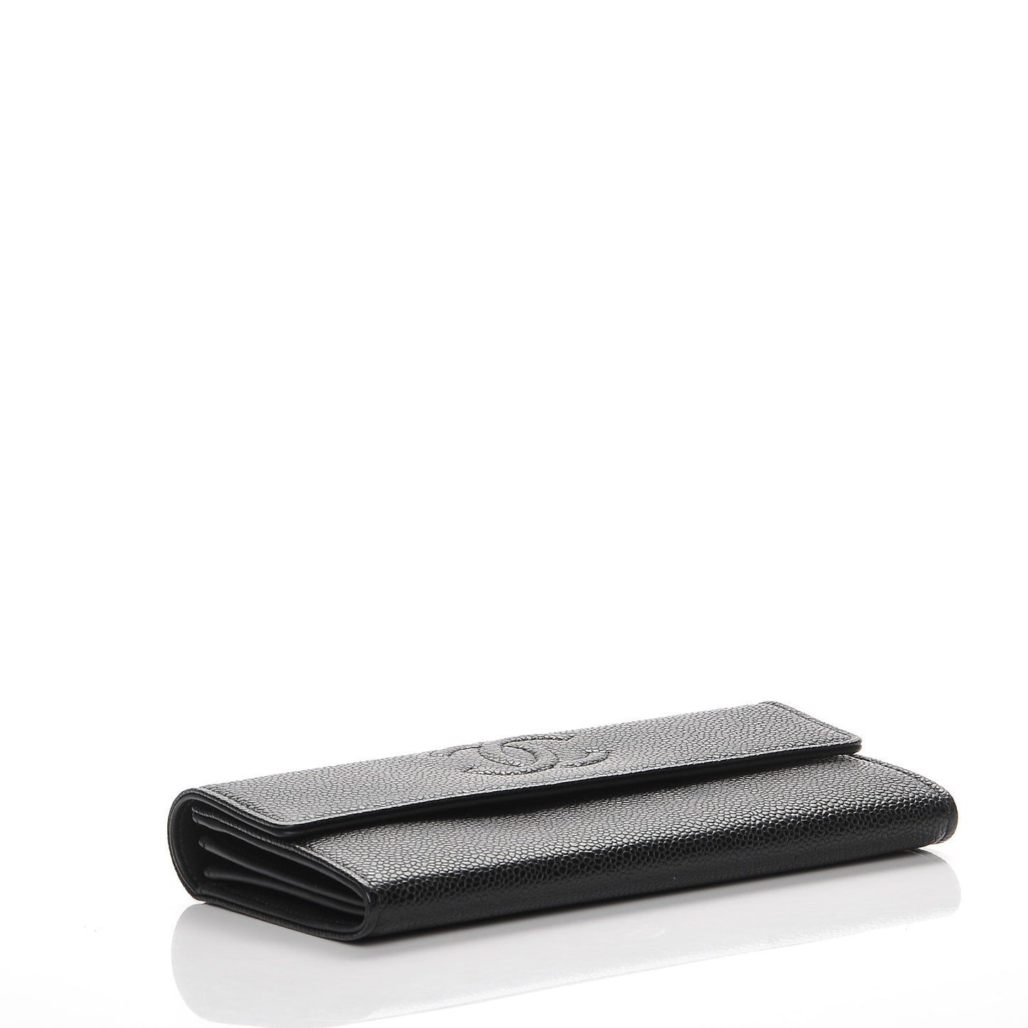 Caviar Timeless CC Large Gusset Flap Wallet Black