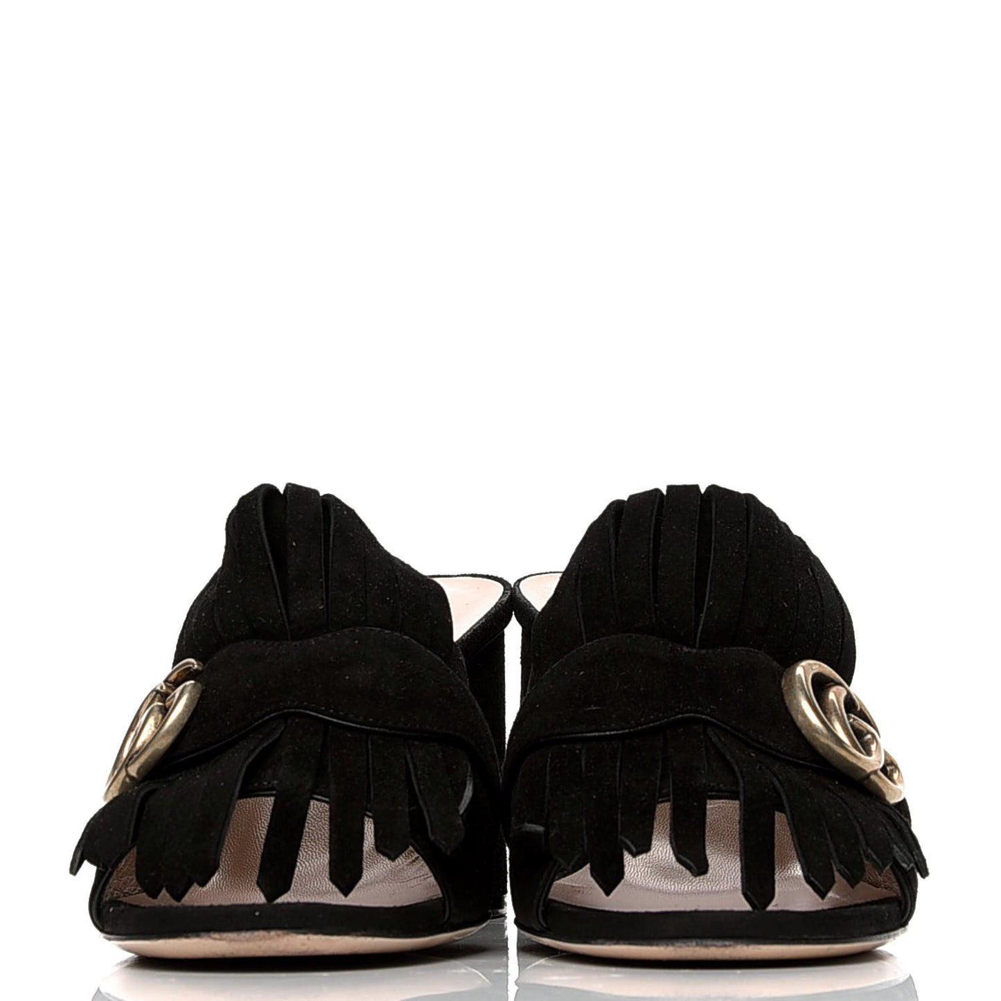 Kid Scamosciato GG Marmont Fringe 75mm Slide Sandals 39 Black
