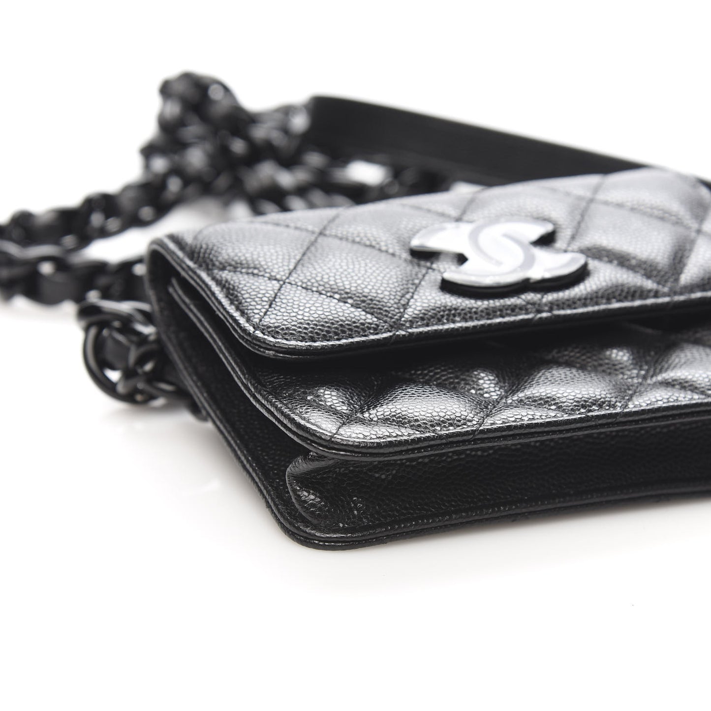 Caviar Quilted Incognito Belt Flap Card Holder Black
