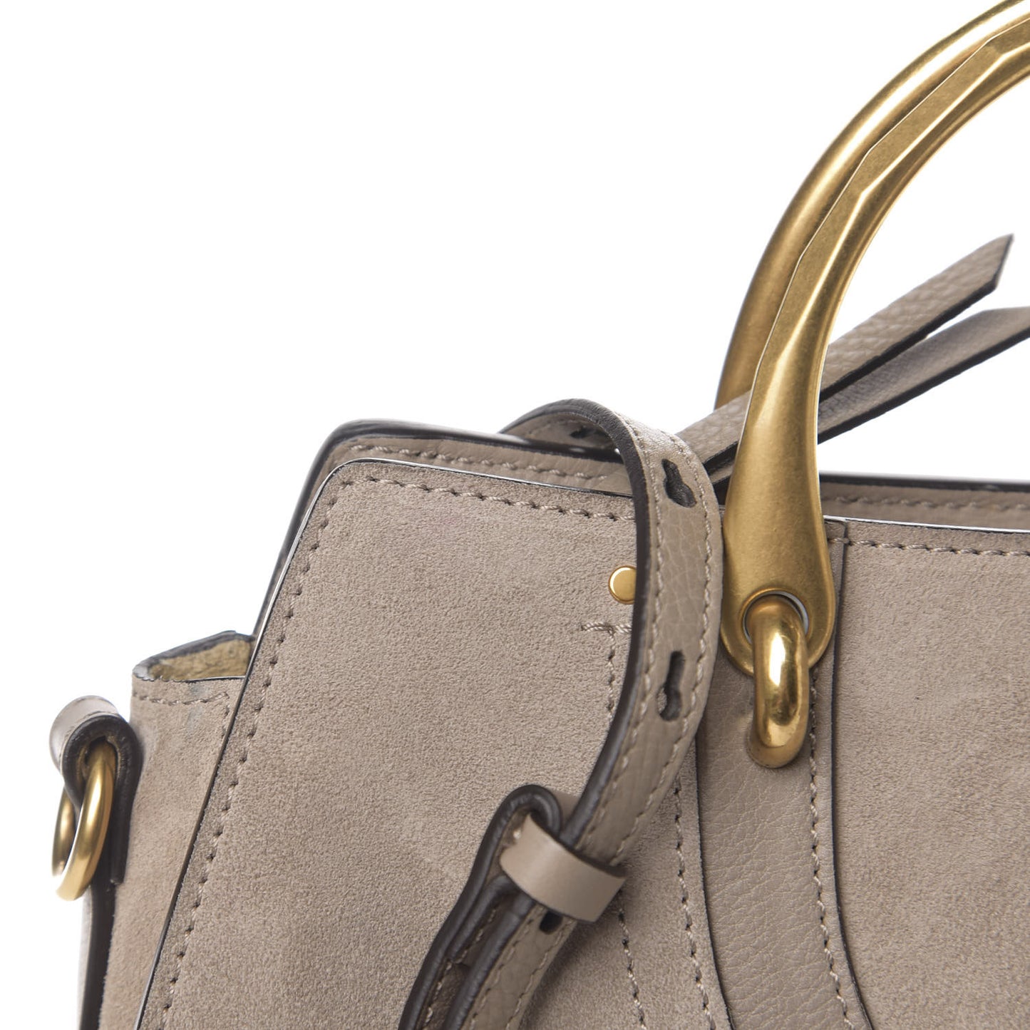 Calfskin Suede Medium Pixie Shoulder Bag Motty Grey