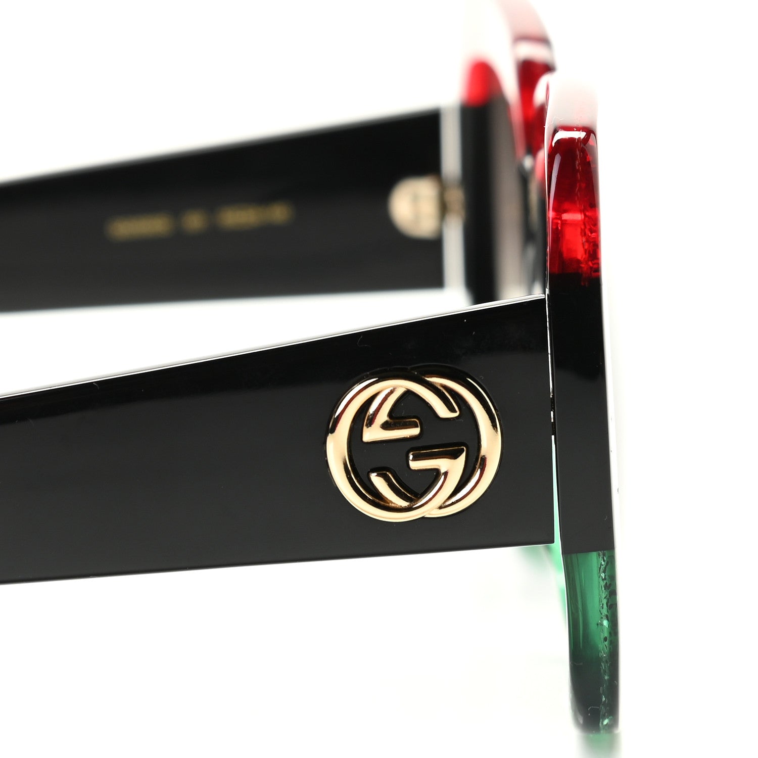 Gucci Acetate Square Frame Sunglasses GG0083S Glitter Red Black Green 8 of 9