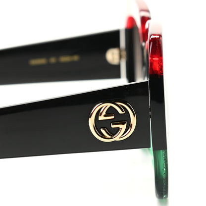 Gucci Acetate Square Frame Sunglasses GG0083S Glitter Red Black Green 8 of 9
