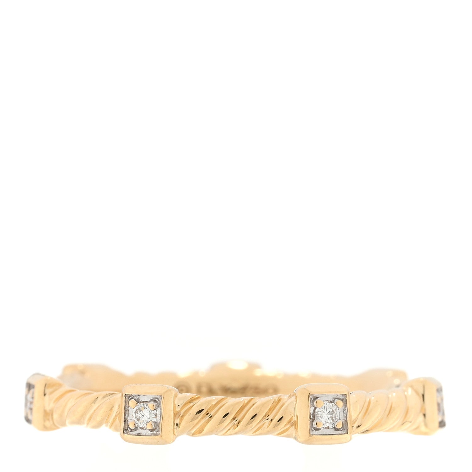 David Yurman 18K Yellow Gold Diamond Cable Collectibles Stack Ring 52 6 3 of 4