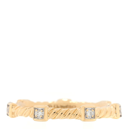 David Yurman 18K Yellow Gold Diamond Cable Collectibles Stack Ring 52 6 3 of 4