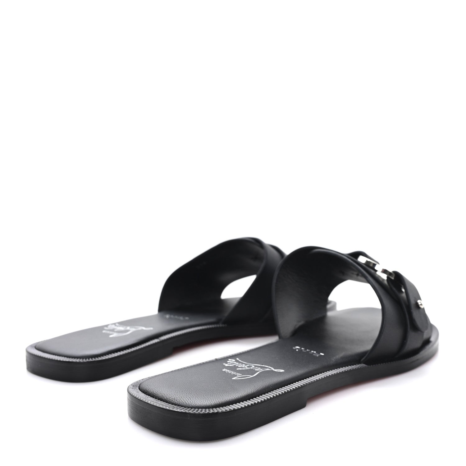 Christian Louboutin Calfskin Her In Roma Flat Slides 37.5 Black 5 of 8